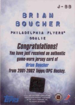 2001-02 Topps - Game-Worn Jerseys #J-BB Brian Boucher Back