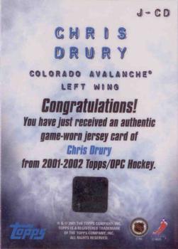 2001-02 Topps - Game-Worn Jerseys #J-CD Chris Drury Back