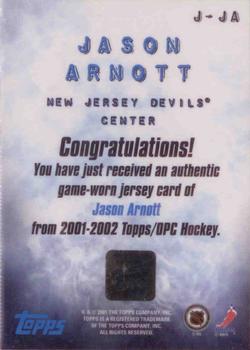 2001-02 Topps - Game-Worn Jerseys #J-JA Jason Arnott Back