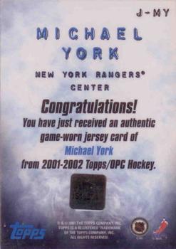 2001-02 Topps - Game-Worn Jerseys #J-MY Mike York Back