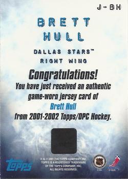 2001-02 Topps - Game-Worn Jerseys #J-BH Brett Hull Back