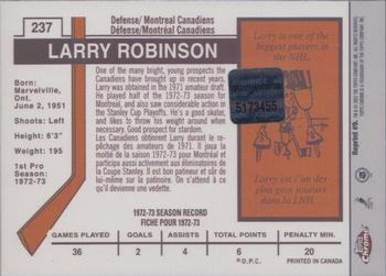 2001-02 Topps Chrome - Rookie Reprints Autographed #9 Larry Robinson Back