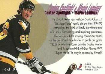 1994-95 Flair - Center Spotlight #6 Mario Lemieux Back