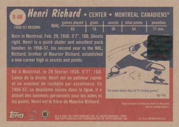 2001-02 Topps Heritage - Arena Relics #R-HR Henri Richard Back