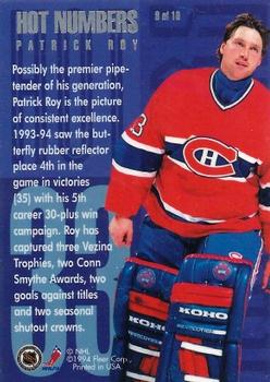 1994-95 Flair - Hot Numbers #8 Patrick Roy Back