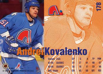 1994-95 Fleer #178 Andrei Kovalenko Back