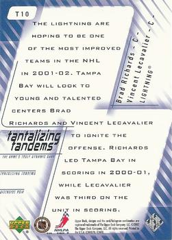 2001-02 Upper Deck - Tantalizing Tandems #T10 Brad Richards / Vincent Lecavalier Back