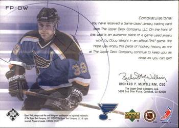 2001-02 Upper Deck Challenge for the Cup - Jerseys #FP-DW Doug Weight Back