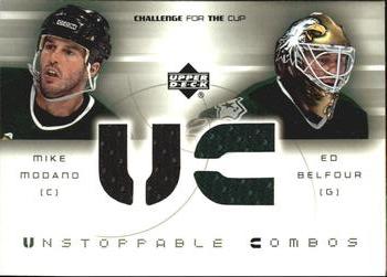 2001-02 Upper Deck Challenge for the Cup - Jerseys #UC-MB Mike Modano / Ed Belfour Front