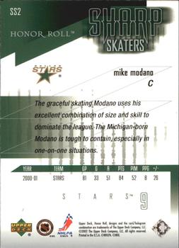 2001-02 Upper Deck Honor Roll - Sharp Skaters #SS2 Mike Modano Back