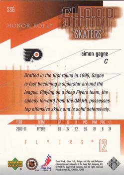 2001-02 Upper Deck Honor Roll - Sharp Skaters #SS6 Simon Gagne Back