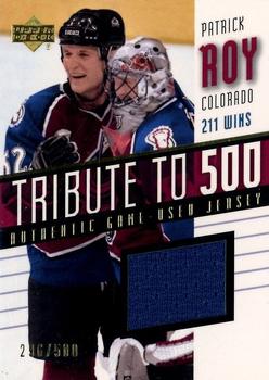 2001-02 Upper Deck Honor Roll - Tribute to 500 (Patrick Roy 500 Wins) #PR2 Patrick Roy Front