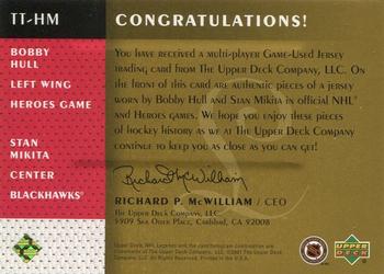 2001-02 Upper Deck Legends - Timeless Tributes #TT-HM Bobby Hull / Stan Mikita Back