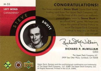 2001-02 Upper Deck Legends - Milestones #M-SS Steve Shutt Back