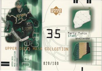 2001-02 Upper Deck Mask Collection - Jersey and Patch #JP-MT Marty Turco Front