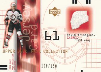 2001-02 Upper Deck Mask Collection - Jerseys #J-MA Maxim Afinogenov Front