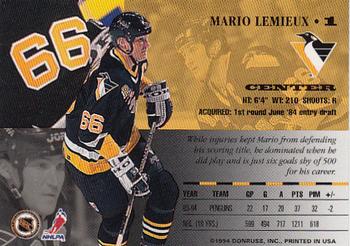 1994-95 Leaf #1 Mario Lemieux Back