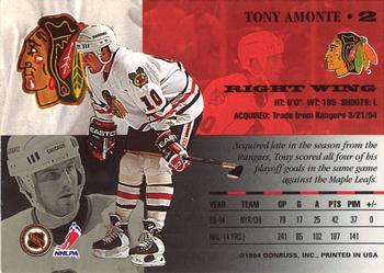 1994-95 Leaf #2 Tony Amonte Back