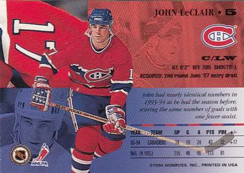 1994-95 Leaf #5 John LeClair Back