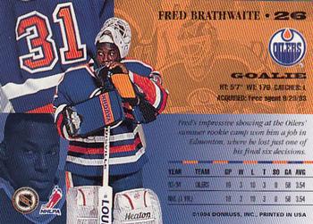 1994-95 Leaf #26 Fred Brathwaite Back