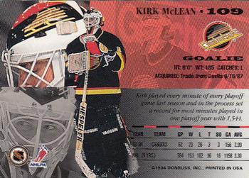 1994-95 Leaf #109 Kirk McLean Back