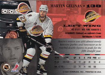 1994-95 Leaf #138 Martin Gelinas Back