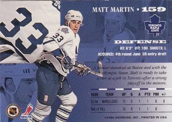 1994-95 Leaf #159 Matt Martin Back