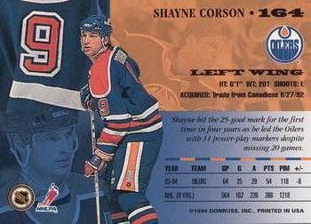 1994-95 Leaf #164 Shayne Corson Back