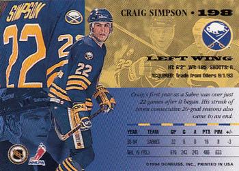 1994-95 Leaf #198 Craig Simpson Back