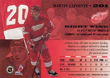 1994-95 Leaf #201 Martin Lapointe Back