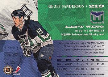 1994-95 Leaf #219 Geoff Sanderson Back