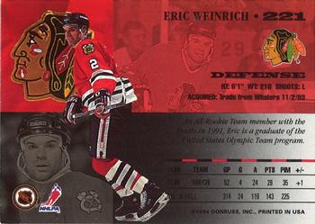 1994-95 Leaf #221 Eric Weinrich Back