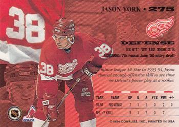 1994-95 Leaf #275 Jason York Back