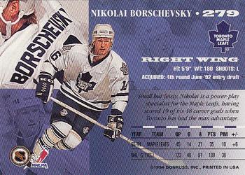 1994-95 Leaf #279 Nikolai Borschevsky Back