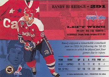 1994-95 Leaf #291 Randy Burridge Back