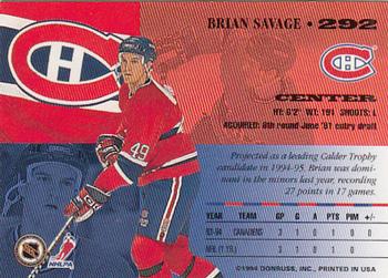1994-95 Leaf #292 Brian Savage Back