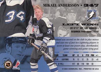 1994-95 Leaf #347 Mikael Andersson Back