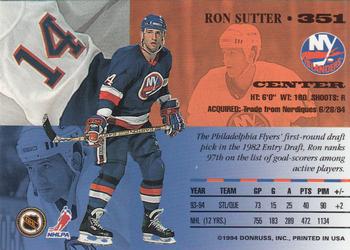 1994-95 Leaf #351 Ron Sutter Back