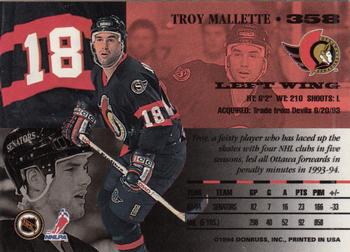 1994-95 Leaf #358 Troy Mallette Back
