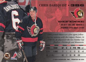 1994-95 Leaf #386 Chris Dahlquist Back