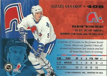 1994-95 Leaf #408 Alexei Gusarov Back