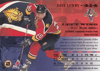 1994-95 Leaf #414 Dave Lowry Back