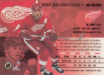 1994-95 Leaf #438 Mike Krushelnyski Back