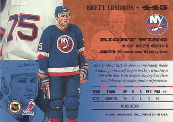 1994-95 Leaf #445 Brett Lindros Back