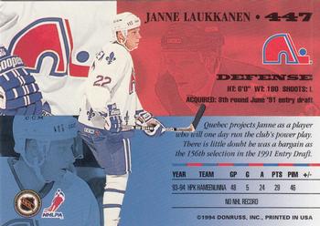 1994-95 Leaf #447 Janne Laukkanen Back