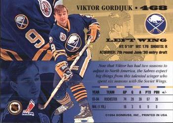 1994-95 Leaf #468 Viktor Gordiouk Back