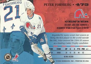 1994-95 Leaf #475 Peter Forsberg Back