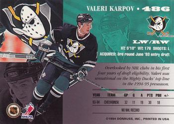 1994-95 Leaf #486 Valeri Karpov Back