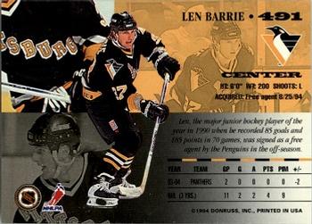 1994-95 Leaf #491 Len Barrie Back