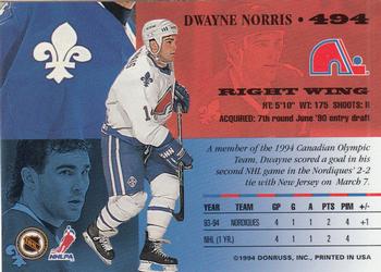 1994-95 Leaf #494 Dwayne Norris Back